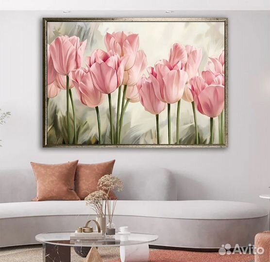 Нежная картина маслом тюльпаны