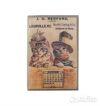 Обложка на паспорт Eshemoda Ретро коты кожа Россия