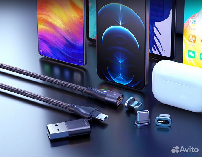 Магнитный кабель 6 в 1 (Type-C, Micro, Lightning)