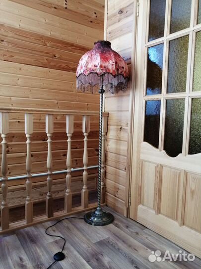 Торшер напольный ручной работы, роспись по шелку