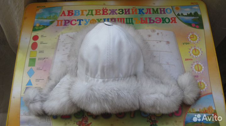 Шапка зимняя для девочки (натуральные мех и кожа)