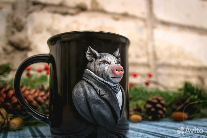 Декор кружки из полимерной глины. Наполеон