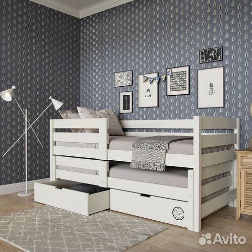 Детская кровать из березыс выкатным местом