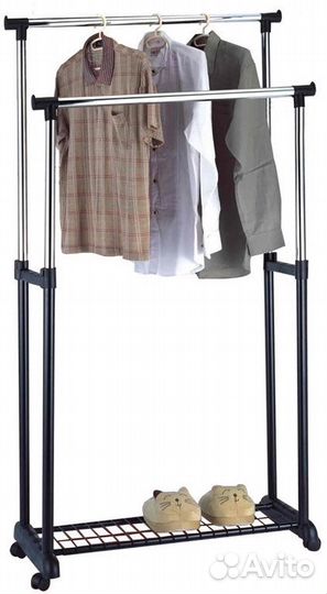 Вешалка напольная GR-03A на колёсах 2 перекладины