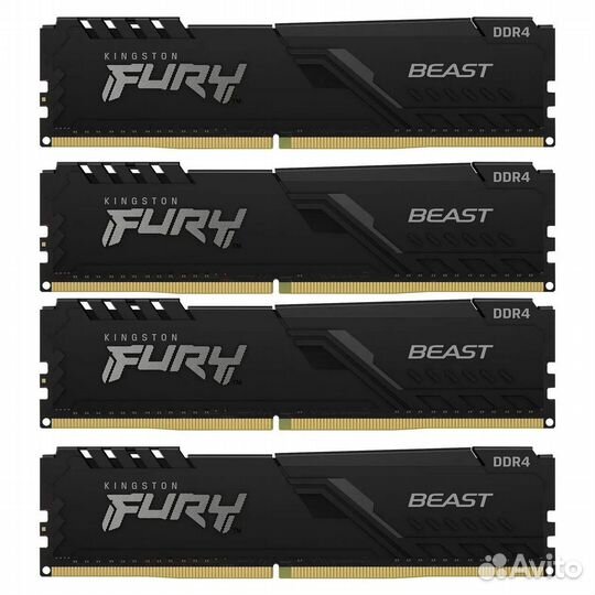 Модуль памяти Kingston 128GB Kingston DDR4 2666 dimm fury Beast Black Gaming Memory KF426C16BBK4/128