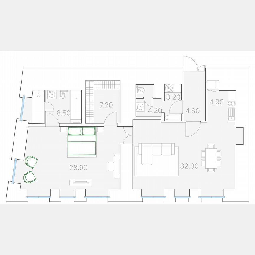 1-к. квартира, 93,8 м², 5/7 эт.