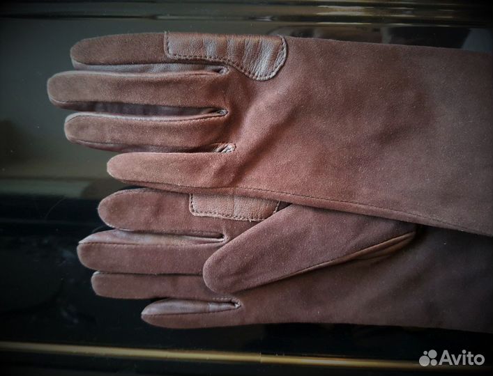 Перчатки женские высокие замша/кожа (7) Eleganzza