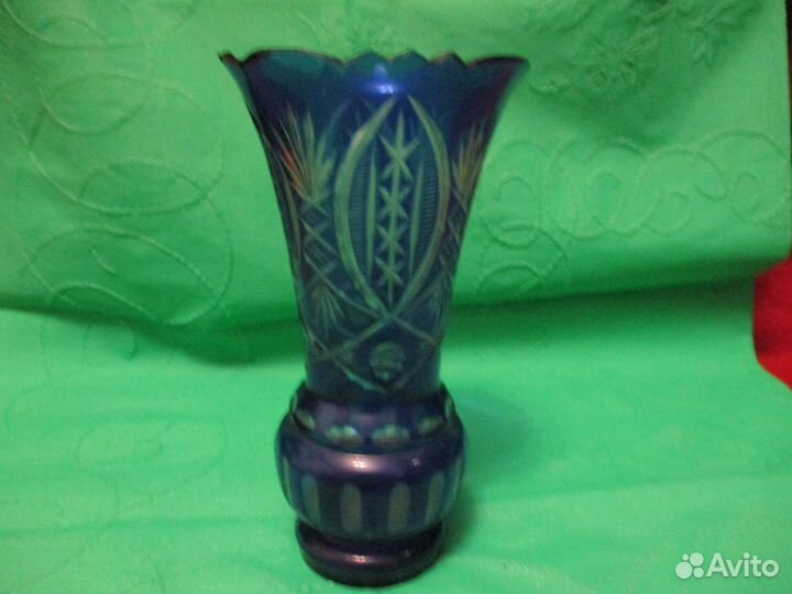 Ваза кобальт синее стекло СССР