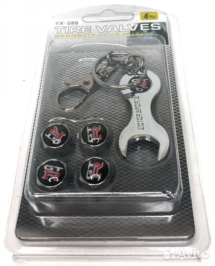 Колпачки на ниппеля - GT-R (с ключом/черный) (Серы