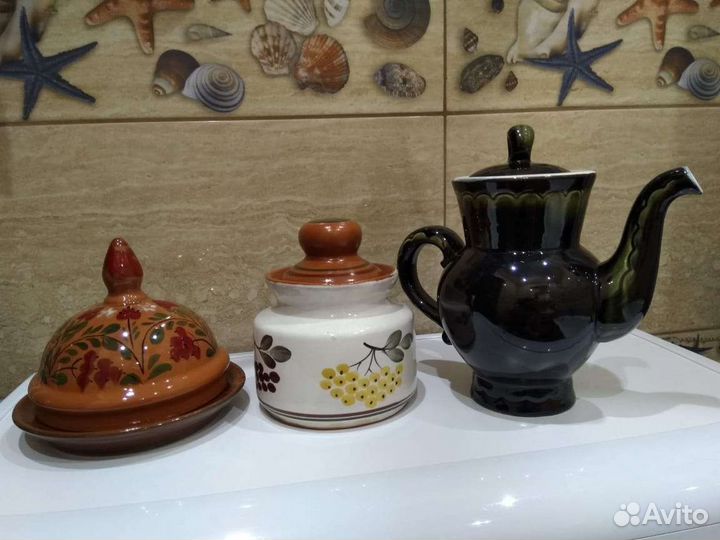 Масленка, Сахарница, Чайник заварной. Керамика