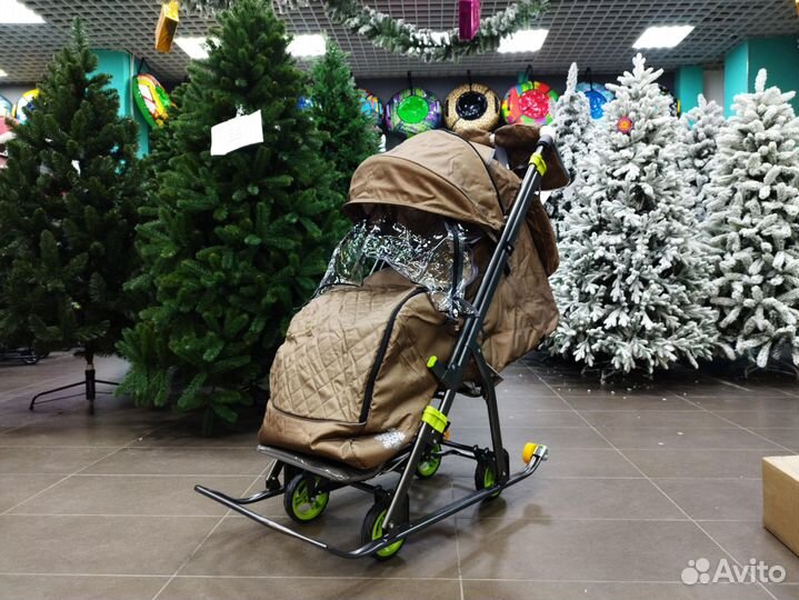 Санки коляска Galaxy 3-2T бронза