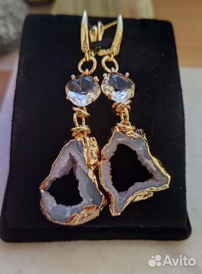 Серьги с агатовой друзой. (Мини)