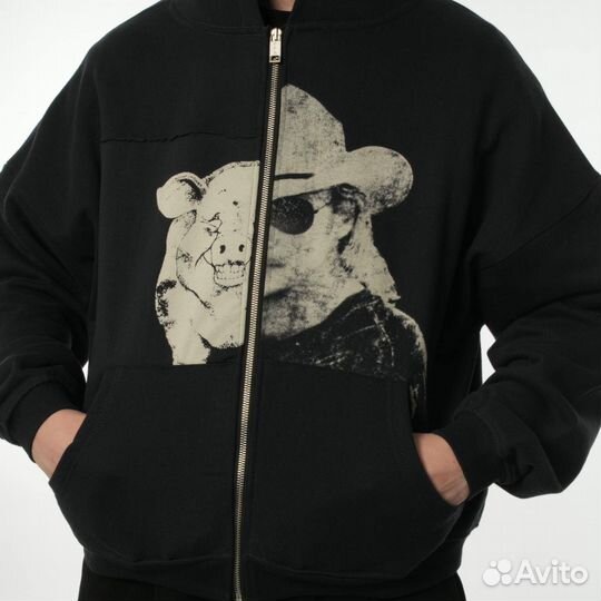 Зип худи ERD синее 3 вида