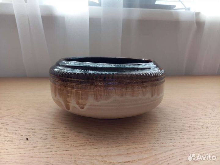 Ваза глиняная для икебаны, низкая, широкая