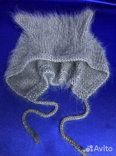 Вязаная шапка с ушками/чепчик/кошка/котошапка