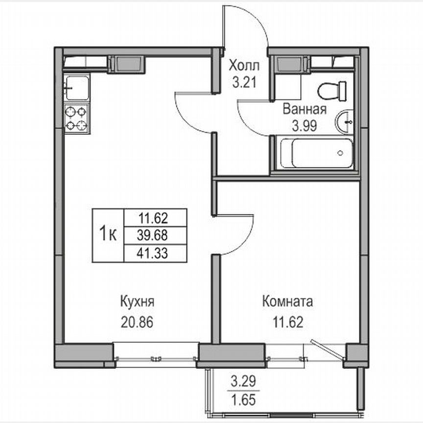 1-к. квартира, 41,3 м², 20/23 эт.