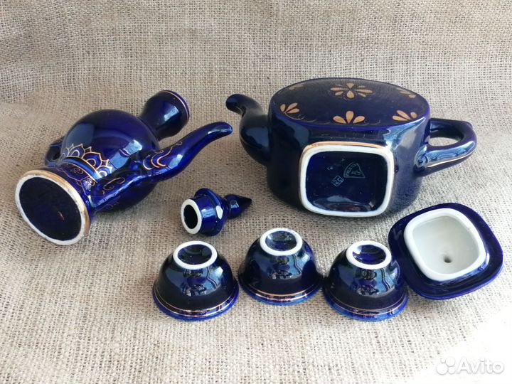 Чайник заварочный СССР кобальт гжель позолота