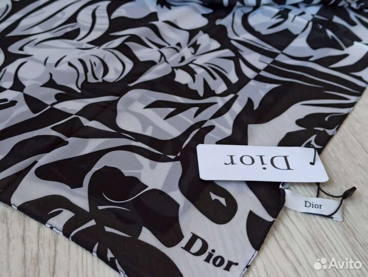 Палантин Шарф черный с белым Dior Шелк
