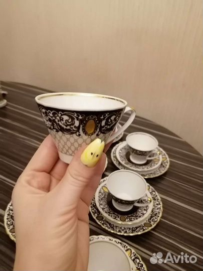 Кофейный набор из фарфора с позолотой