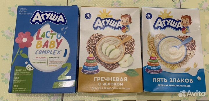 Детские каши и сухая молочная смесь Агуша (3шт)