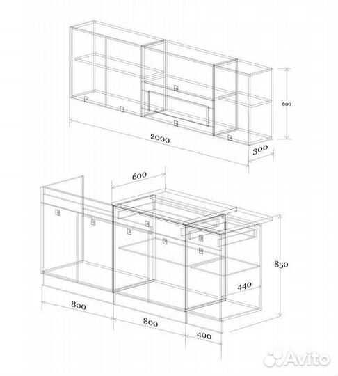 Кухонный гарнитур новый Виола 2.0 м