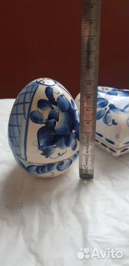 Гжель солонка-матрёшка, солонка-пасхальное яйцо