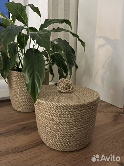Корзинка для хранения из джута ручной работы