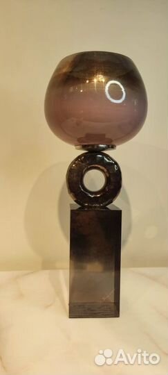 71PN-3115 Подсвечник стеклянный дымчатый d14*36см