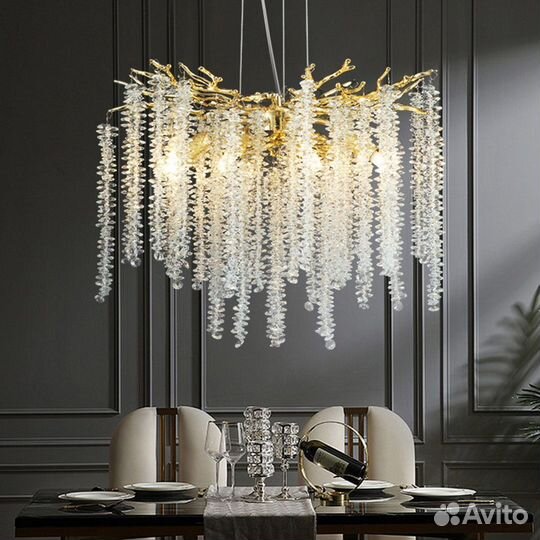 Люстра дизайнерская хрустальные грозди на ветках