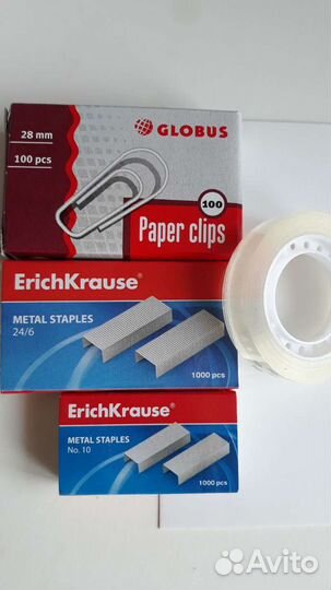 Канцелярский набор, степлер, скобы и др