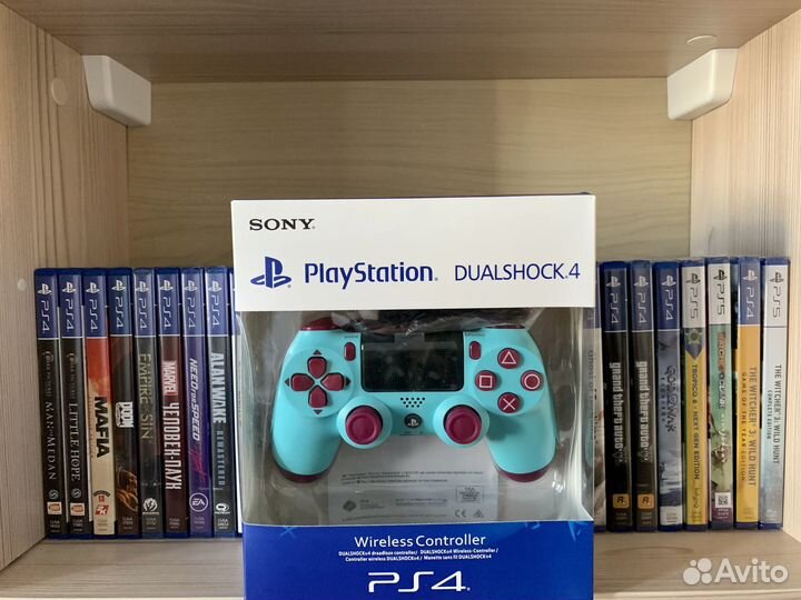 Геймпад Replica PS4 v2 PlayStation Berry Blue/Голу