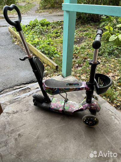 Самокат детский с сиденьем и ручкой