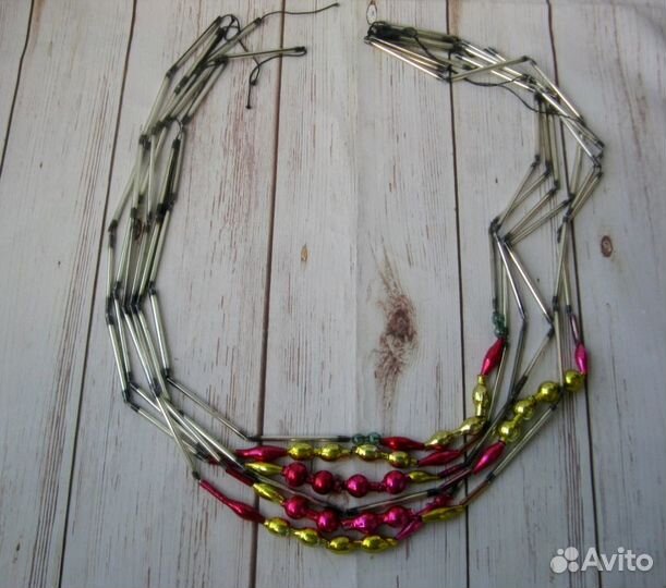 Ёлочные бусы 6 ниток по 1 метру СССР