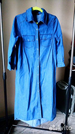 Джинсовое платье рубашка 46-48