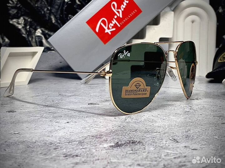 Очки Ray Ban Aviator золотые