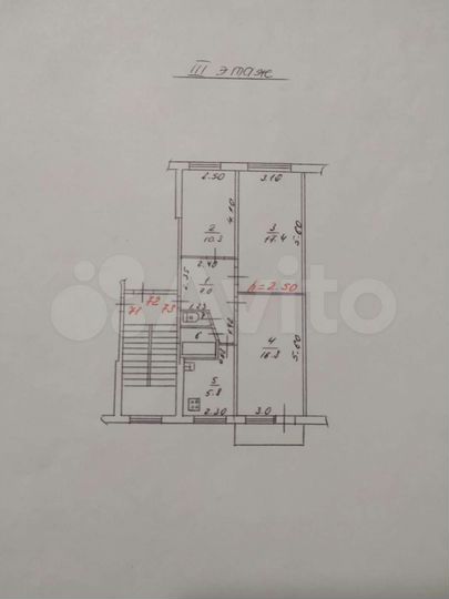 3-к. квартира, 61,2 м², 3/5 эт.