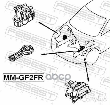 Подушка двигателя передняя MM-GF2FR Febest