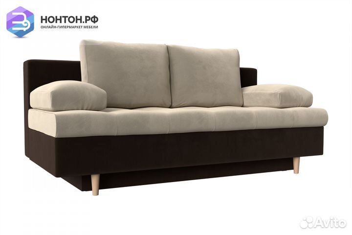 Диван еврокнижка Спенсер бежевый / коричневый