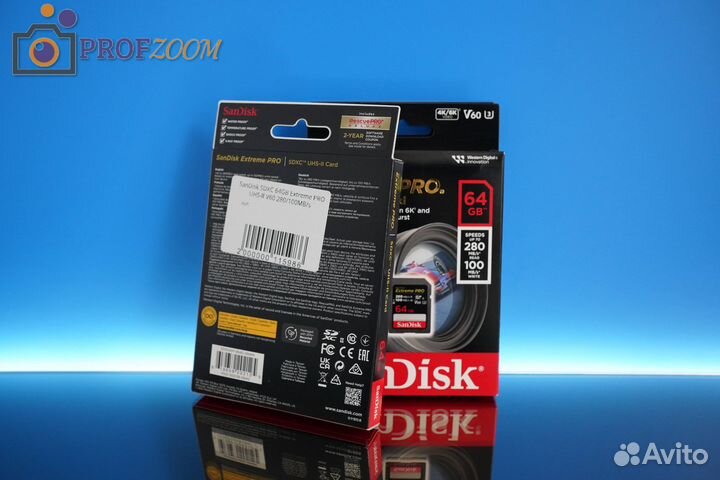 Карта памяти Sandisk 64Gb Extreme Pro V60 UHS-II