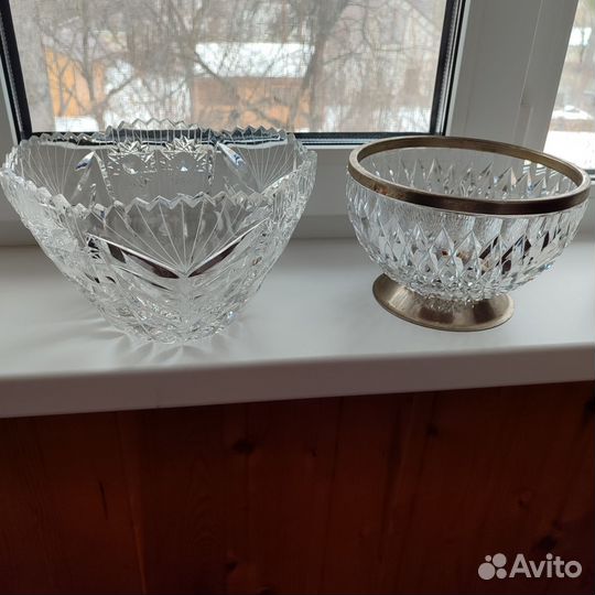 Ваза для фруктов и салатов хрустальная СССР