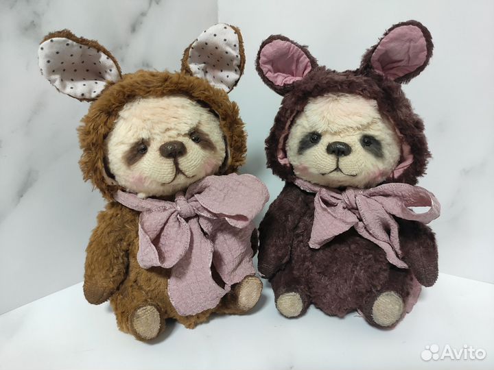 Мишки в технике тедди. Ручная работа