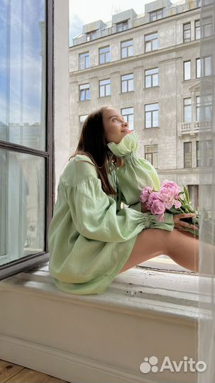 Летнее платье лен новое