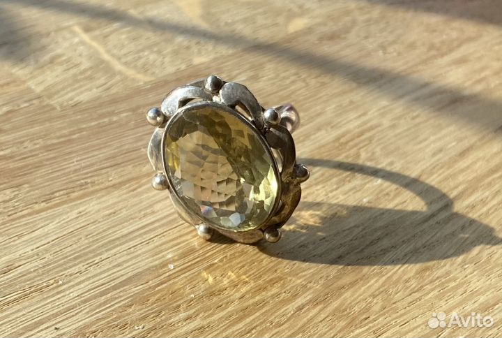 Кольцо серебро с цитрином