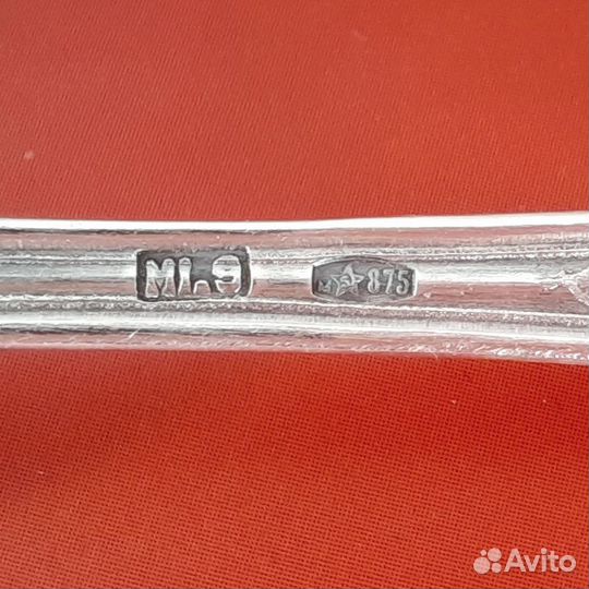 6 кофейных ложек серебро 875 проба СССР