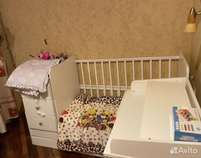 Кроватка трансформер скв -9 с маятником и матрасом