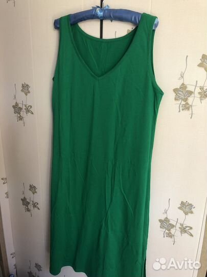 Платье изумрудное, хлопок 52-54 р