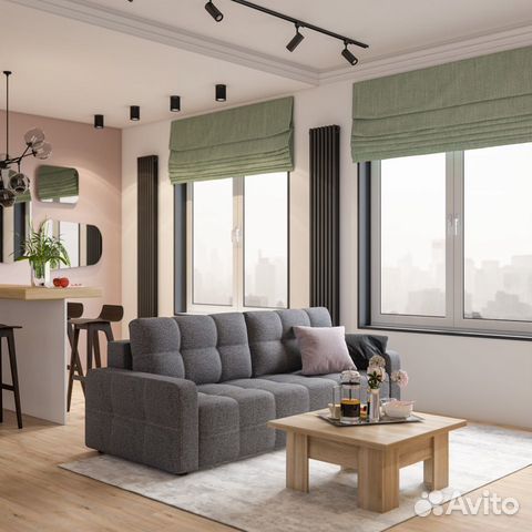 Много мебели диван серый