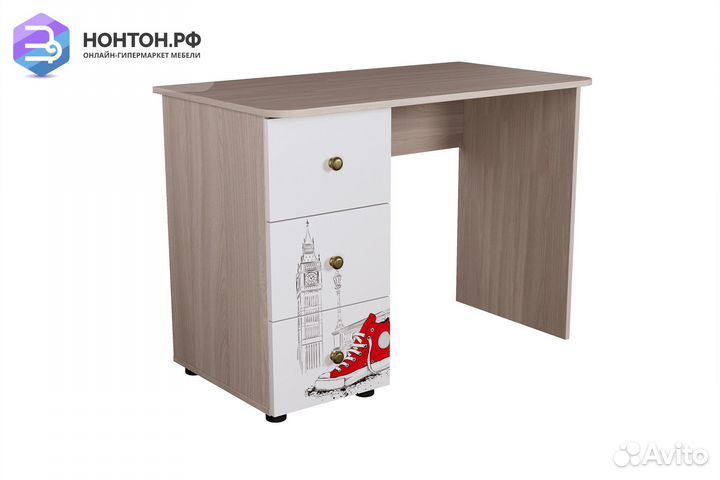 Письменный стол Мийа-3А ясень шимо светлый / белая