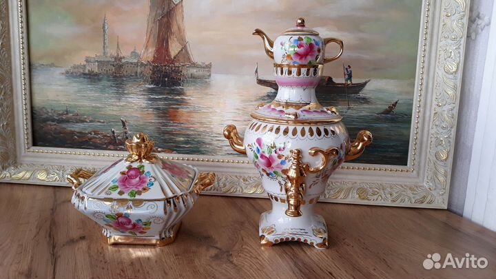Самовар + Шкатулка Гжель