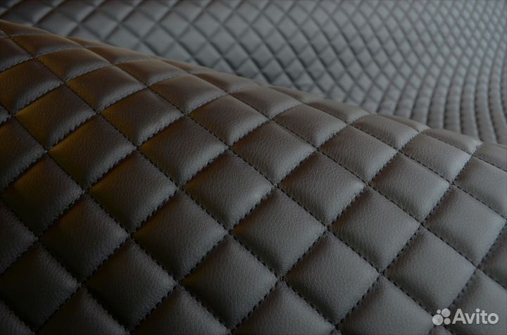 Экокожа стеганая черная черный стандартный ромб